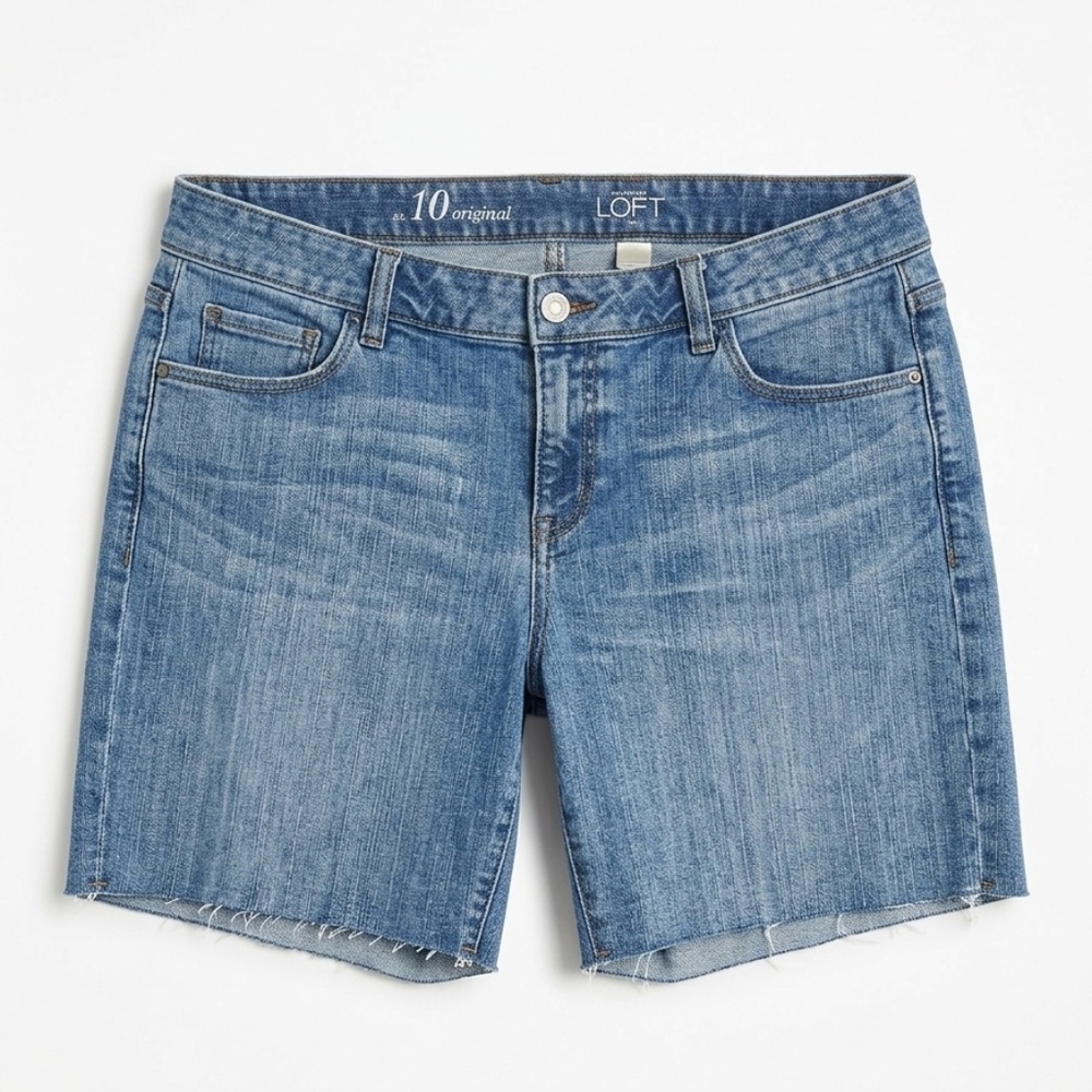 LOFT Ann Taylor Original Fit Denim Cut-Off Shorts | Medium Wash | Size 10